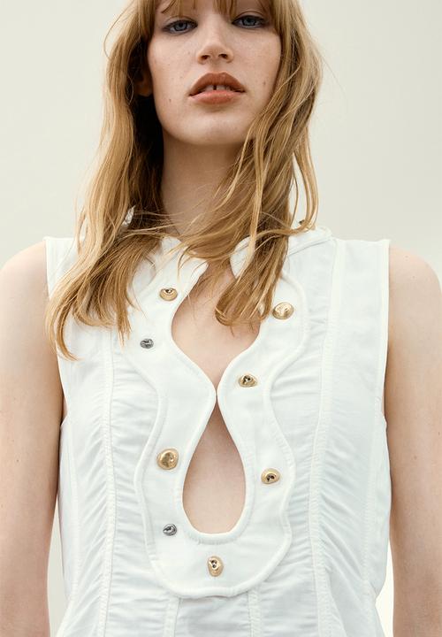 H&M - H&M Studio: A-line studded dress - white