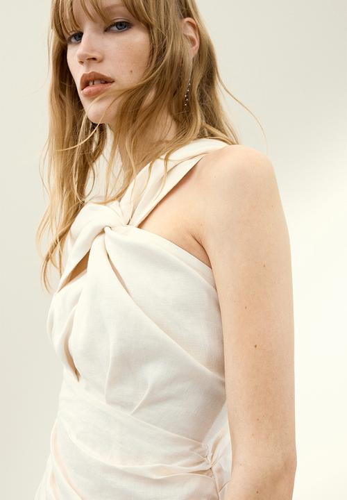 H&M - H&M Studio: Asymmetric linen mini dress - cream 