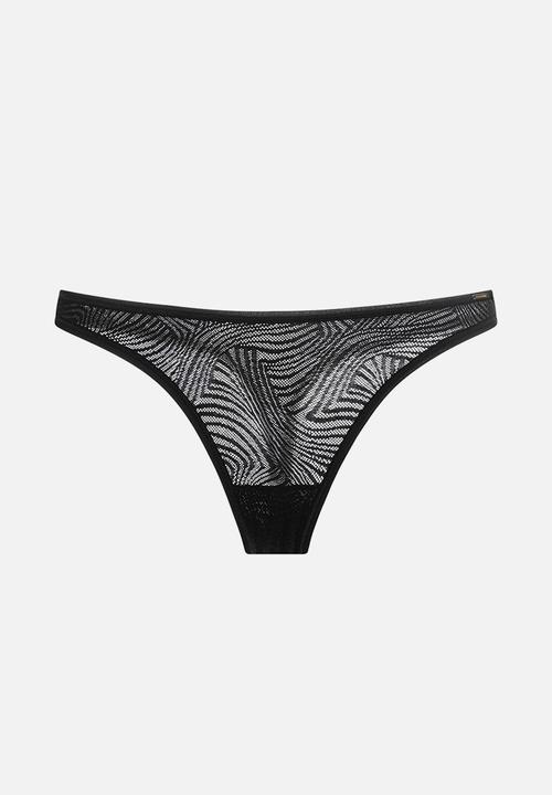 DORINA - Plus Marble laced thong - black