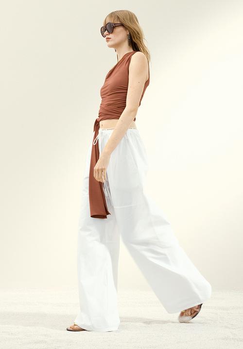 H&M - H&M Studio: Asymmetric wrap top - brown 