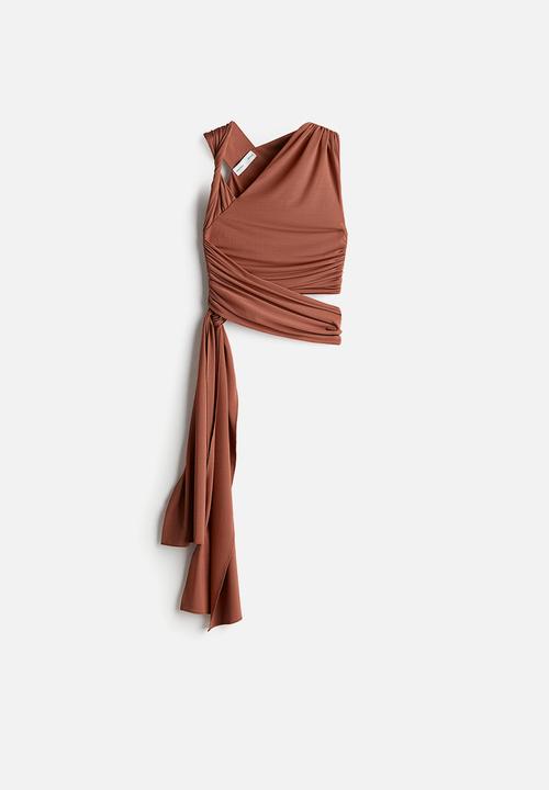 H&M - H&M Studio: Asymmetric wrap top - brown 