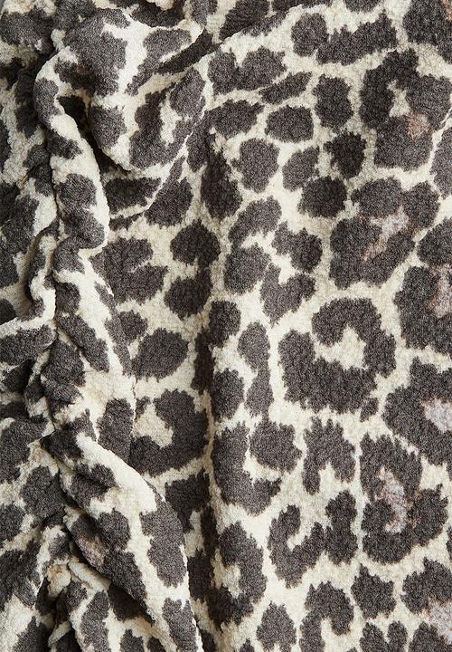 H&M - Boat-neck bodycon dress - light beige leopard print