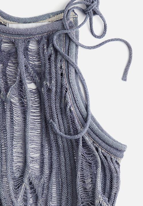 H&M - H&M Studio: Tie-strap knitted top - dusty blue