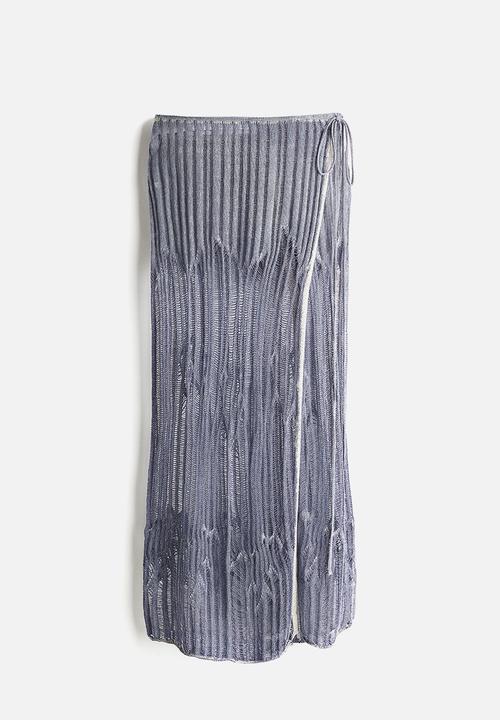 H&M - H&M Studio: Knitted wrap skirt - dusty blue