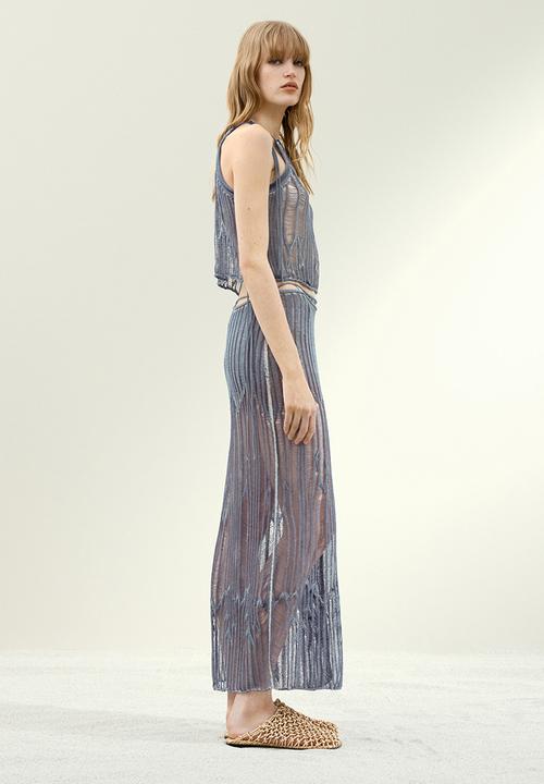 H&M - H&M Studio: Knitted wrap skirt - dusty blue