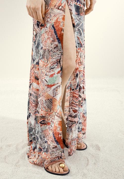 H&M - H&M Studio: Draped patterned dress - beige/patterned