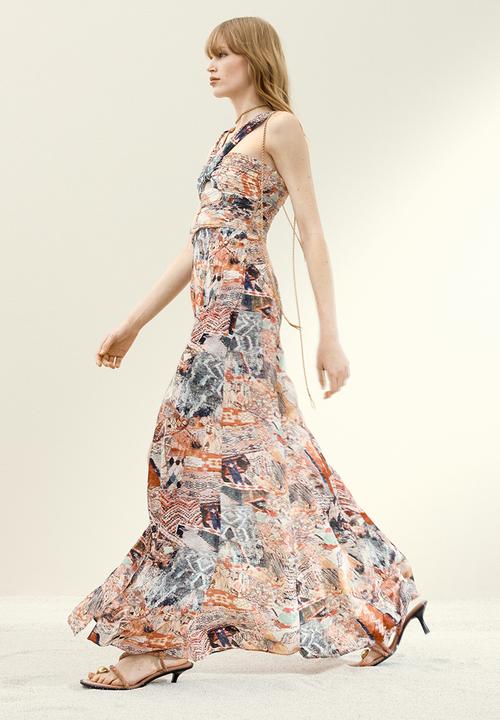 H&M - H&M Studio: Draped patterned dress - beige/patterned
