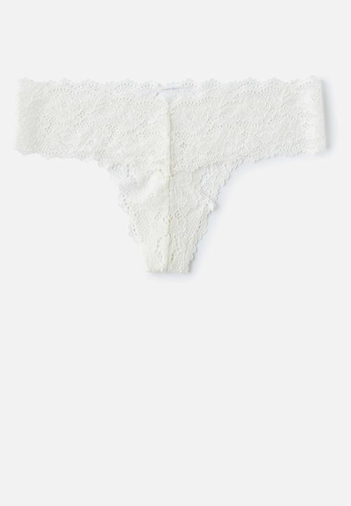 Cotton On - Everyday Lace G String Brief 2Pk - Black/Cream