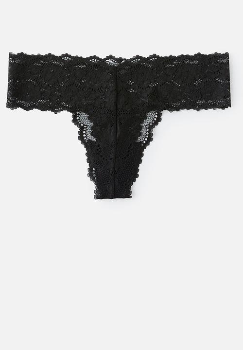 Cotton On - Everyday Lace G String Brief 2Pk - Black/Cream