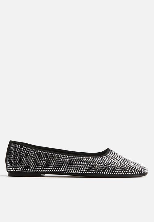 H&M - Rhinestone-embellished ballet pumps - black/silver
