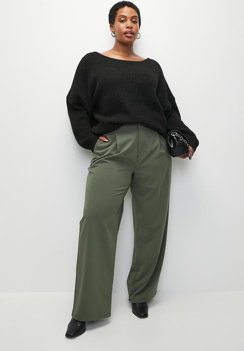 Cotton On - Plus  luxe rib boatneck off shoulder - black