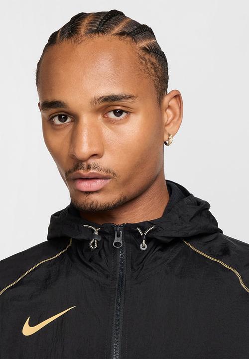 Nike -  Strike+ Water-Repellent Hooded Football Jacket- Black/Pale Ivory/Gold