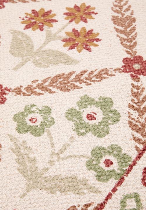 Sixth Floor - Diamond Floral Cotton Printed Rug Multi