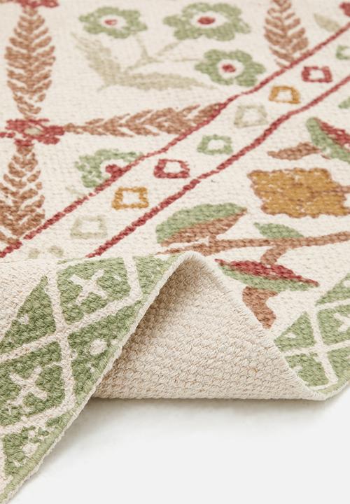 Sixth Floor - Diamond Floral Cotton Printed Rug Multi