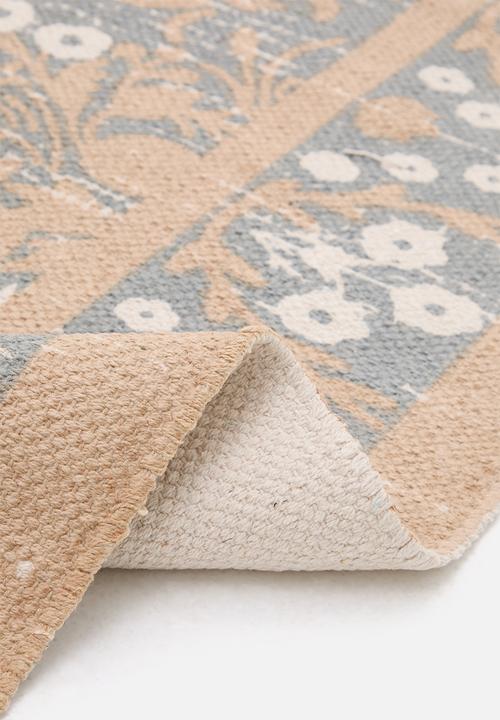 Sixth Floor - Serene Floral Cotton Rug Charcoal