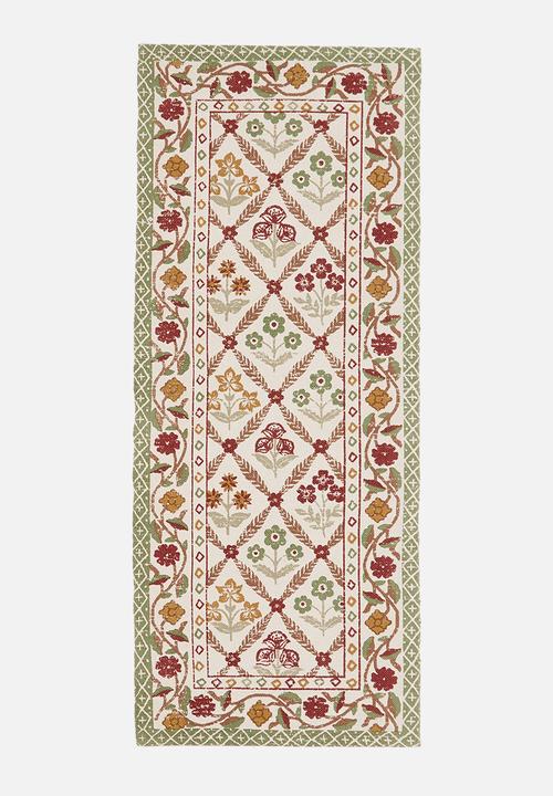 Sixth Floor - Diamond Floral Cotton Printed Rug Multi