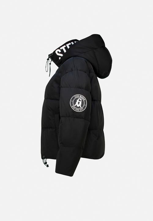 Steve Madden - Nash cropped puffer with detachable hood - black