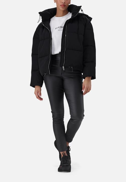 Steve Madden - Nash cropped puffer with detachable hood - black