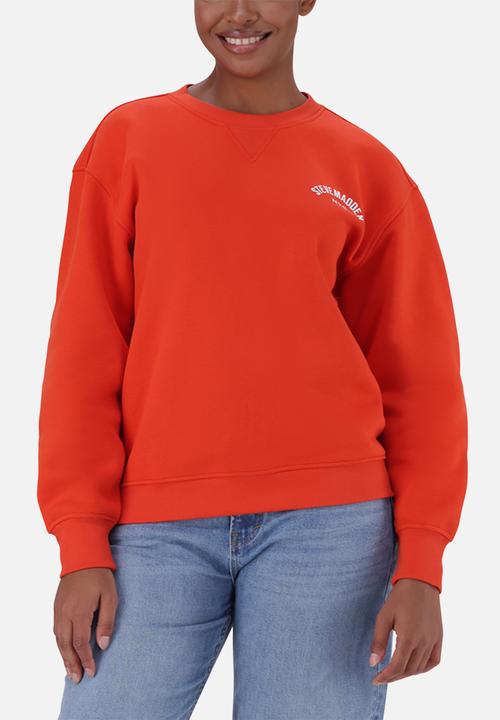 Amelia oversized crew neck fleece sweat - tangerine