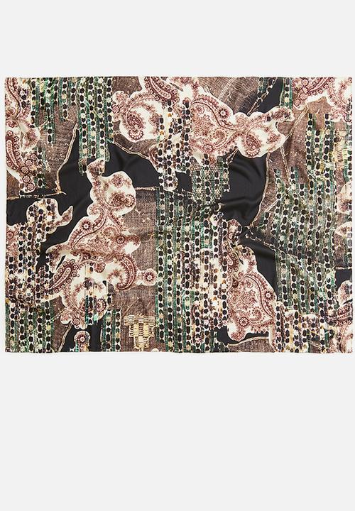 H&M - H&M Studio: Silk-blend scarf - brown/patterned 