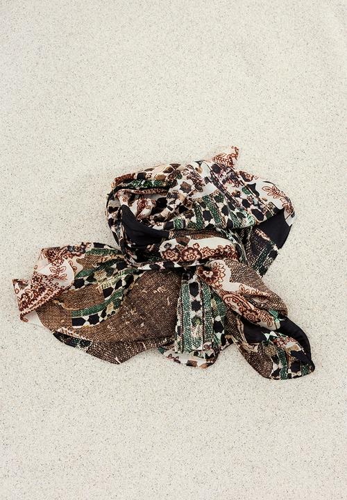H&M - H&M Studio: Silk-blend scarf - brown/patterned 