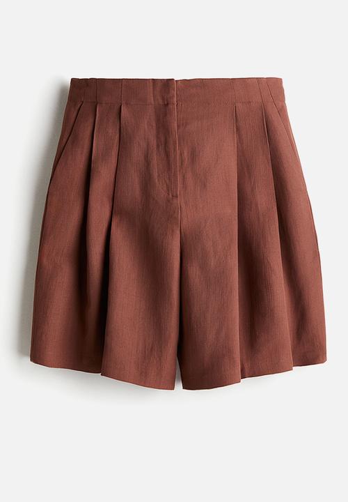 H&M - H&M Studio: Linen-blend bermuda shorts - brown