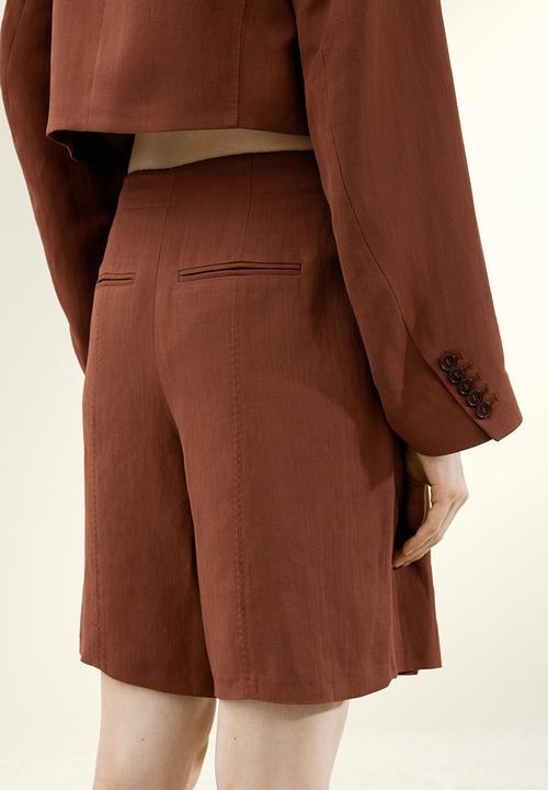 H&M - H&M Studio: Linen-blend bermuda shorts - brown