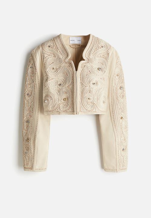 H&M - H&M Studio: Embroidered canvas blazer - beige