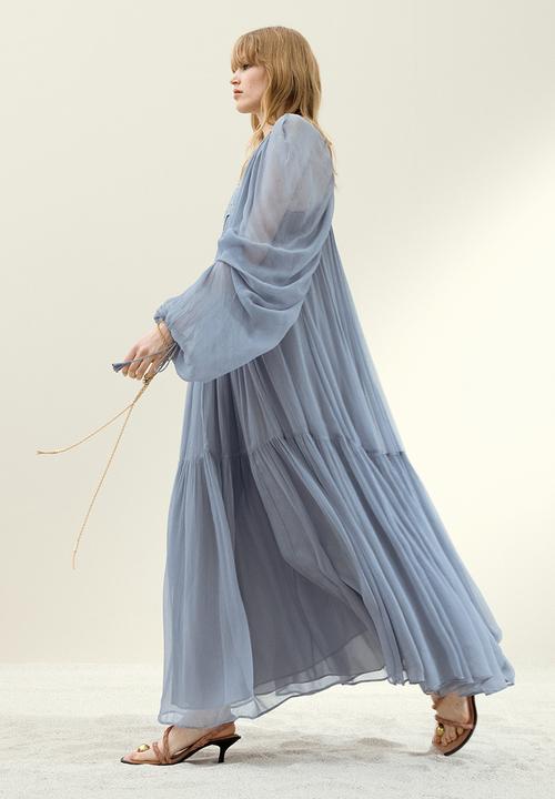 H&M - H&M Studio: Rhinestone-embellished chiffon dress - dusty blue