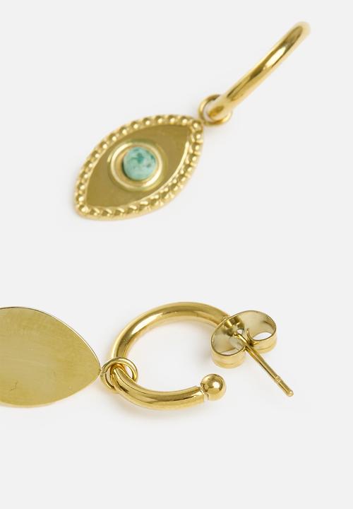 Zoe on Trend - Hoop with designer drop earrings - gold