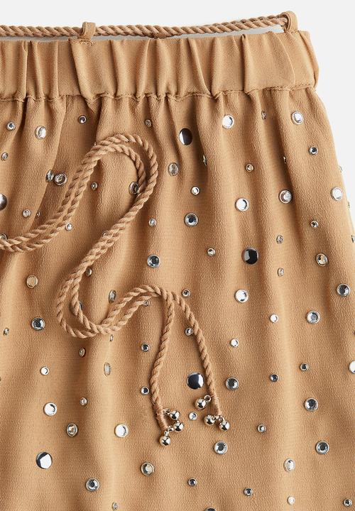 H&M - H&M Studio: Rhinestone-embellished shorts - dark beige 