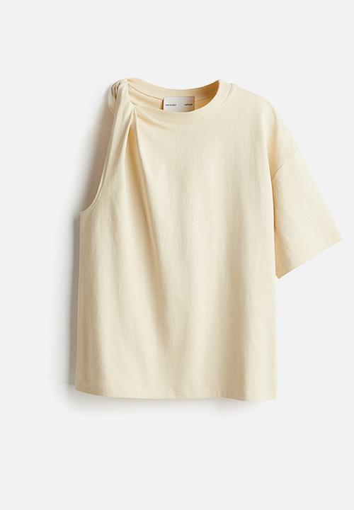H&M - H&M Studio: Asymmetric t-shirt - light beige
