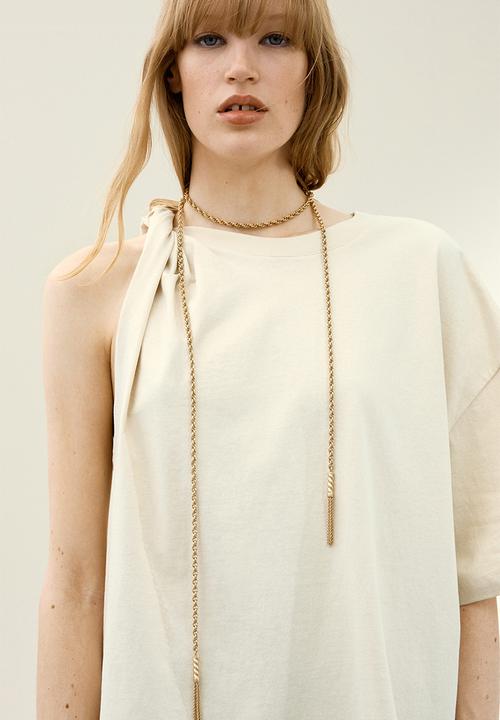 H&M - H&M Studio: Asymmetric t-shirt - light beige