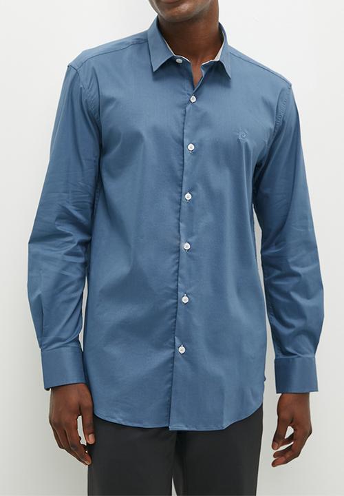 Pierre Cardin - Plain stretch formal shirt - airforce