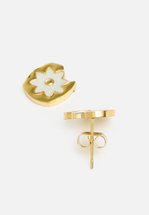 Zoe on Trend - Floral stud earrings - gold
