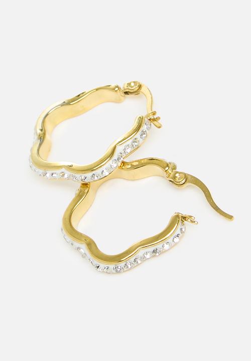 Zoe on Trend - Stone-set flower hoop earrings - gold