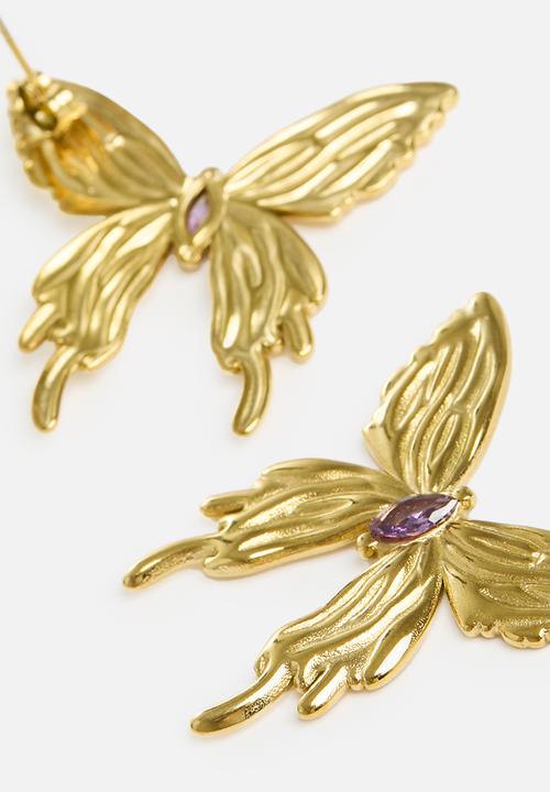Zoe on Trend - Designer butterfly earrings - gold
