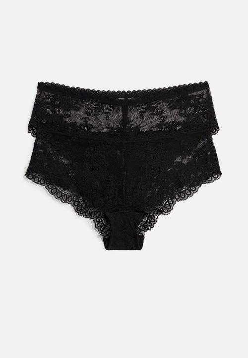 H&M - 2-pack lace hipster briefs - black