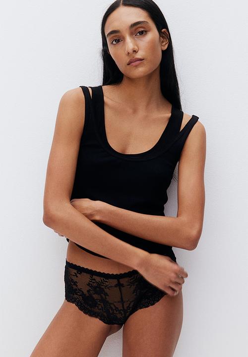 H&M - 2-pack lace hipster briefs - black