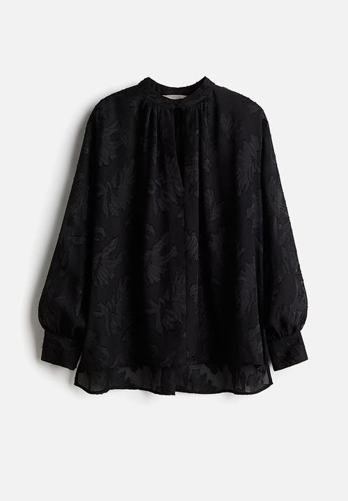 H&M - Jacquard-weave blouse - black