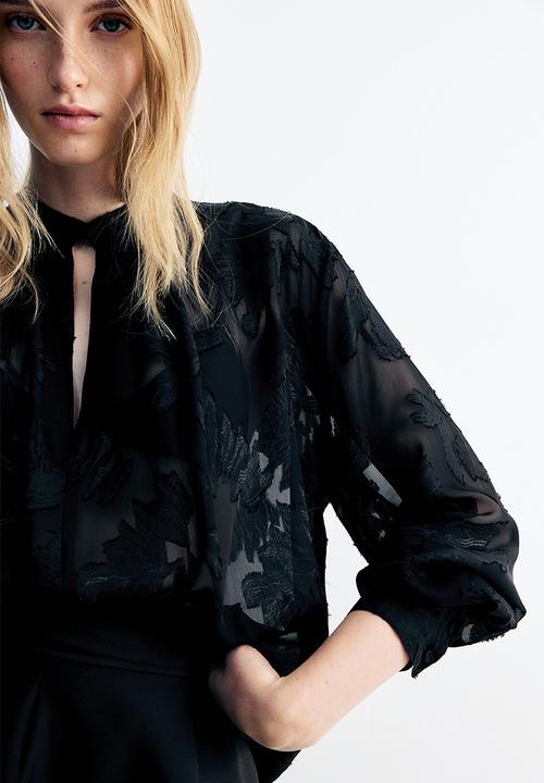 H&M - Jacquard-weave blouse - black