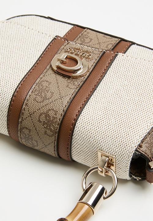 GUESS - Kerima bamboo mini tp flp top handle bag - natural/latte logo