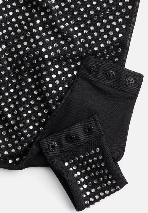 H&M - Rhinestone-embellished mesh body - black