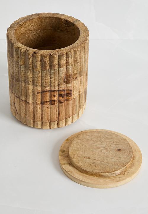 Sixth Floor - Ribbed wooden canister - Natural