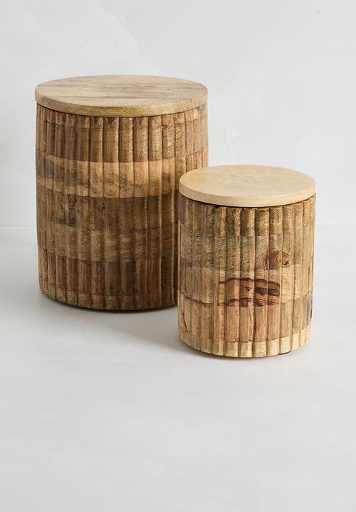 Sixth Floor - Ribbed wooden canister - Natural