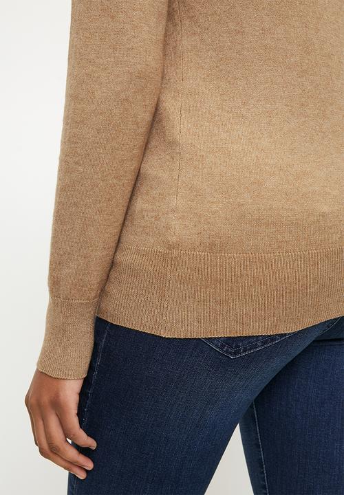 POLO - WMN VIVIAN KNITTED POLO NECK - CAMEL