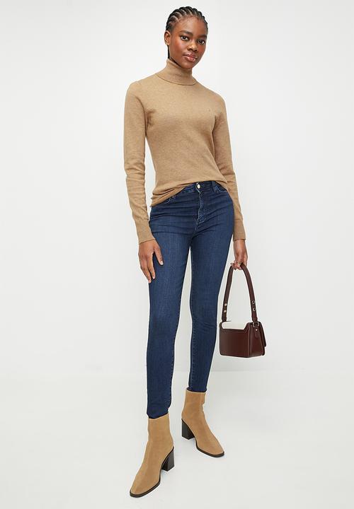 POLO - WMN VIVIAN KNITTED POLO NECK - CAMEL