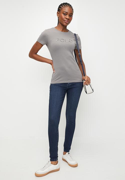 POLO - WMN LILY SS BEADED T-SHIRT - LEAD GREY