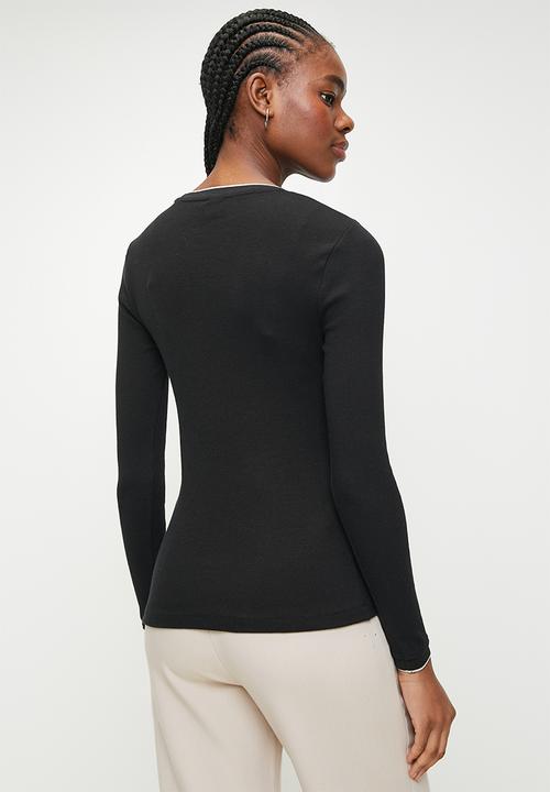 POLO - WMN AURORA LS RIB T-SHIRT - BLACK