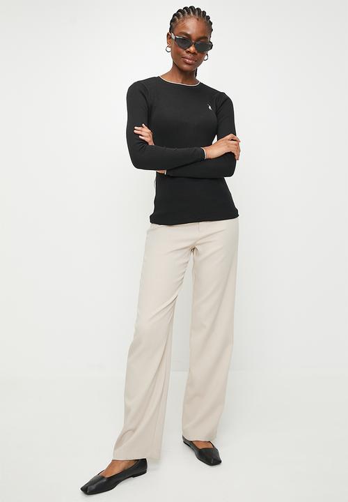 POLO - WMN AURORA LS RIB T-SHIRT - BLACK